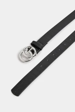 Yours Yours 2 Pack Black & Croc Print Initial Logo Belts