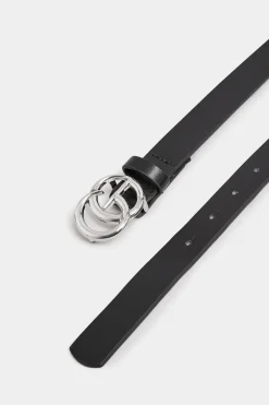 Yours Yours 2 Pack Black & Croc Print Initial Logo Belts