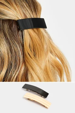 Yours Yours 2 Pack Black & Cream Hair Clips