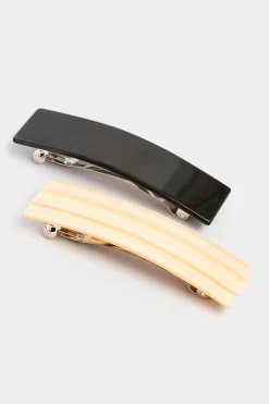 Yours Yours 2 Pack Black & Cream Hair Clips
