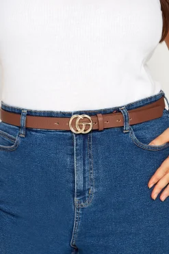 Yours Yours 2 Pack Black & Brown Double Hoop Belts