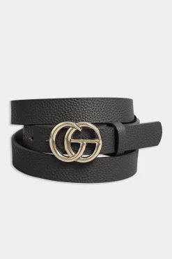 Yours Yours 2 Pack Black & Brown Double Hoop Belts