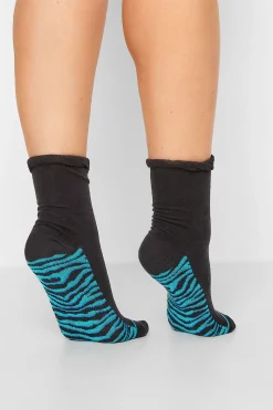 Yours Yours 4 Pack Black Animal Print Footbed Ankle Socks