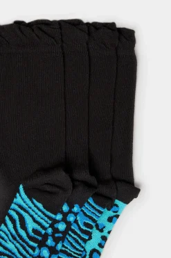 Yours Yours 4 Pack Black Animal Print Footbed Ankle Socks
