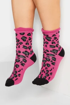 Yours Yours 4 Pack Black Mixed Animal Print Footbed Ankle Socks