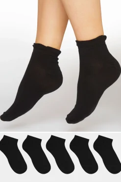 Yours Yours 5 Pack Black Trainer Liner Socks