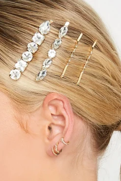 Yours Yours 4 Pack Gold Crystal Hairslide Set