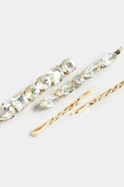 Yours Yours 4 Pack Gold Crystal Hairslide Set