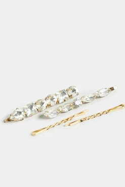 Yours Yours 4 Pack Gold Crystal Hairslide Set