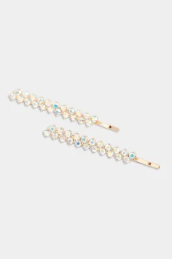 Yours Yours 2 Pack Gold Diamante Hairslide Set