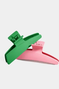 Yours Yours 2 Pack Green & Pink Hair Claw Clips