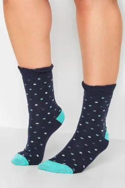 Yours Yours 4 Pack Navy Blue Spot Print Socks