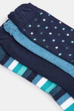 Yours Yours 4 Pack Navy Blue Spot Print Socks