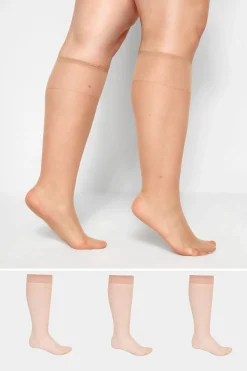 Yours Yours 3 Pack Nude Sheer Knee High Socks