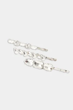 Yours Yours 3 Pack Silver Crystal Hairslide Set