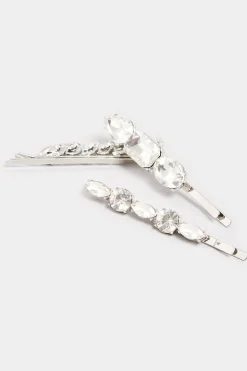 Yours Yours 3 Pack Silver Crystal Hairslide Set