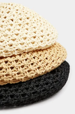 Yours Yours Beige Brown Straw Beret