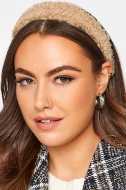 Yours Yours Beige Brown Teddy Shearling Headband
