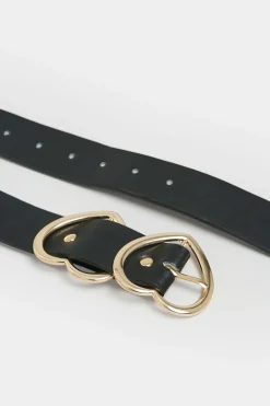 Yours Yours Black & Gold Double Heart Belt