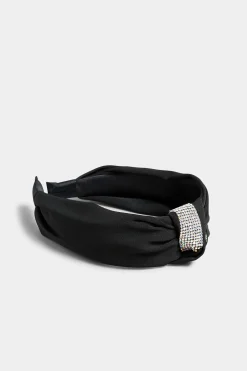 Yours Yours Black & Silver Diamante Knot Headband