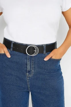 Yours Yours Black & Silver Triple Circle Belt