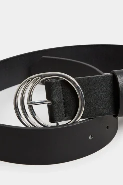 Yours Yours Black & Silver Triple Circle Belt
