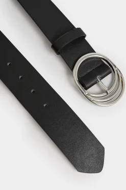 Yours Yours Black & Silver Triple Circle Belt