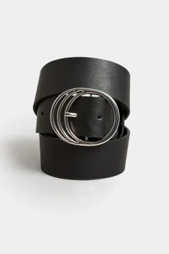 Yours Yours Black & Silver Triple Circle Belt