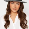 Yours Yours Black & White Contrast Straw Boater Hat