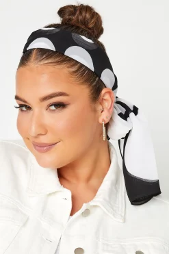 Yours Yours Black & White Spot Print Scarf