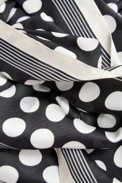 Yours Yours Black & White Polka Dot Print Scarf