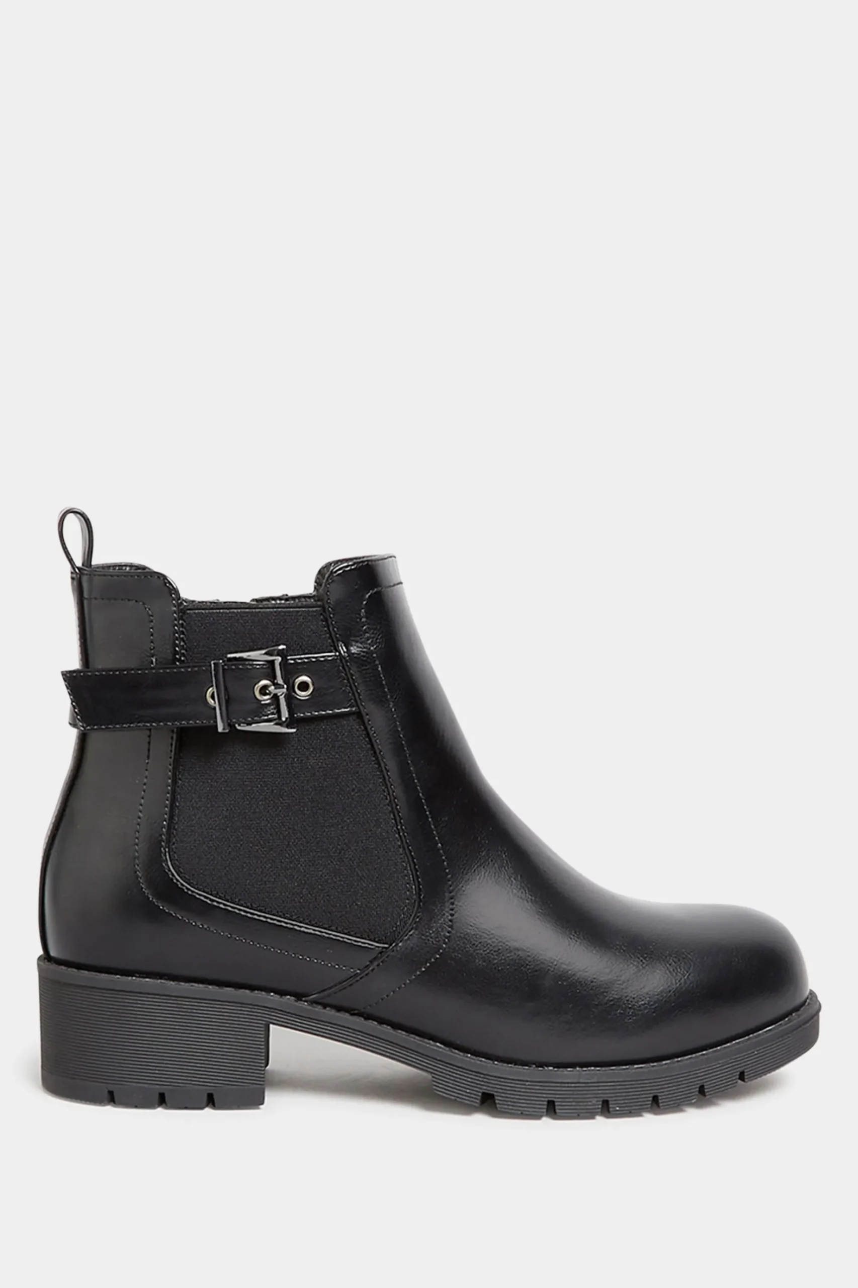Yours Yours Black Buckle Ankle Boots In Wide E Fit & Extra Wide Eee Fit