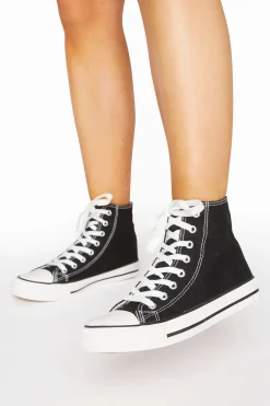 Yours Yours Black Canvas High Top Trainers In Wide E Fit