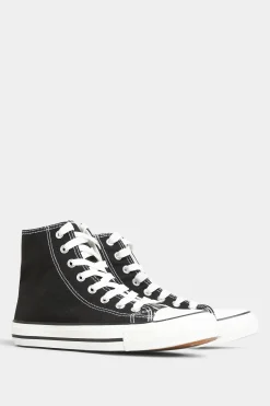 Yours Yours Black Canvas High Top Trainers In Wide E Fit
