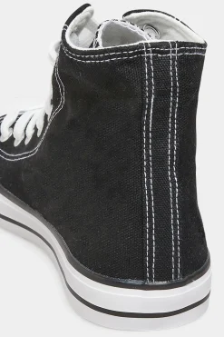 Yours Yours Black Canvas High Top Trainers In Wide E Fit