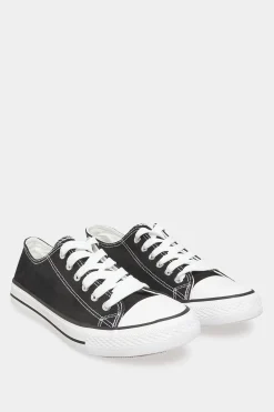 Yours Yours Black Canvas Low Trainers In Wide E Fit