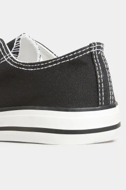 Yours Yours Black Canvas Low Trainers In Wide E Fit