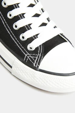 Yours Yours Black Canvas Low Trainers In Wide E Fit