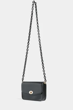 Yours Yours Black Chain Lock Detail Bag
