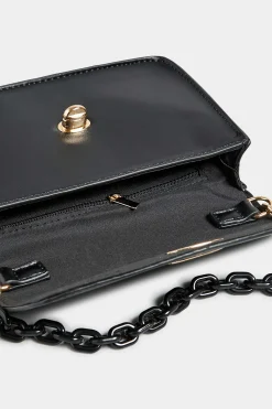Yours Yours Black Chain Lock Detail Bag