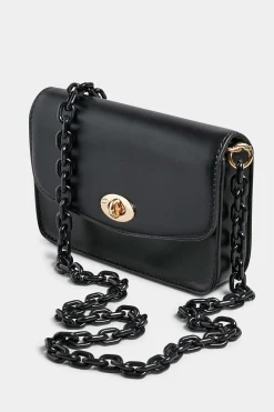 Yours Yours Black Chain Lock Detail Bag