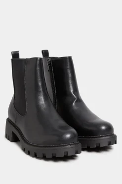 Yours Yours Black Chunky Chelsea Boots In Wide E Fit & Extra Wide Eee Fit
