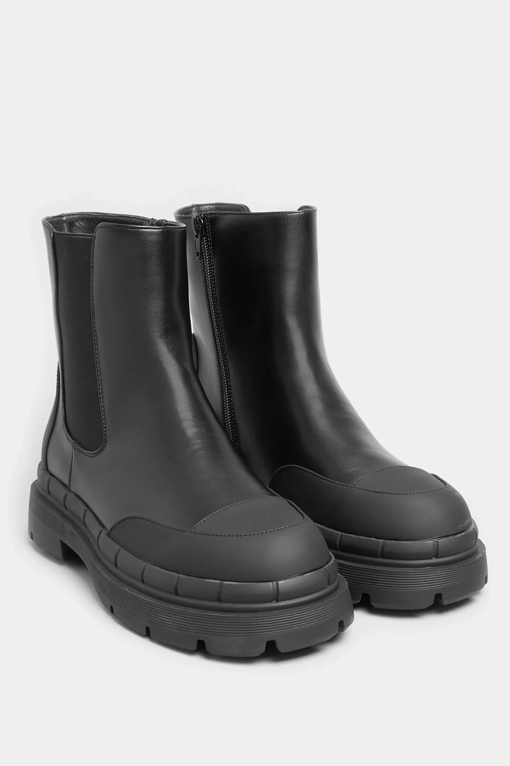 Yours Yours Black Chunky High Chelsea Boots In Extra Wide Eee Fit