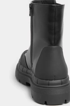 Yours Yours Black Chunky High Chelsea Boots In Extra Wide Eee Fit