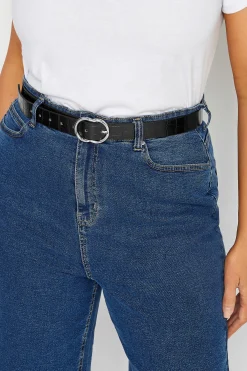 Yours Yours Black Croc Twisted Oval Buckle Belt