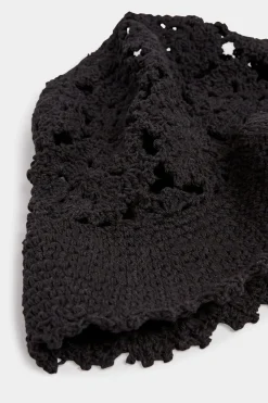Yours Yours Black Crochet Bucket Hat