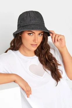 Yours Yours Black Denim Look Bucket Hat