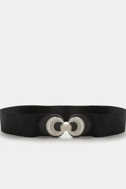 Yours Yours Black Double Circle Wide Belt