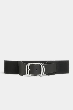 Yours Yours Black Double Buckle Wide Stretch Belt