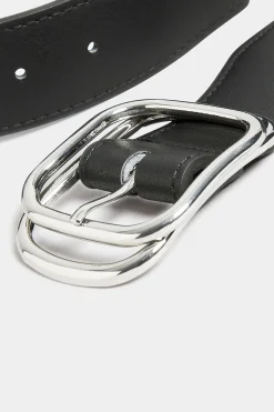 Yours Yours Black Double Buckle Wide Stretch Belt